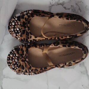 Nordstrom Little Girl leopard ballet flats Bling